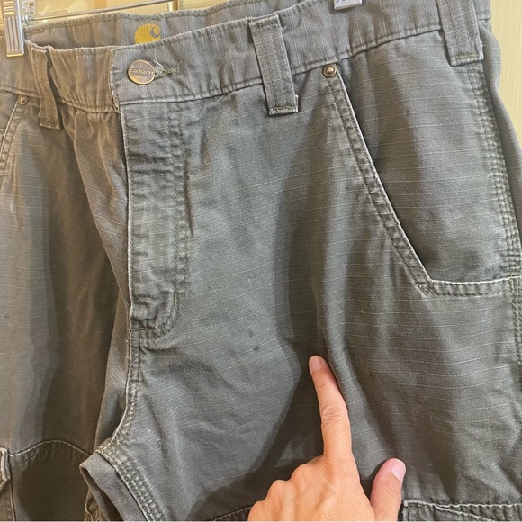 Carhartt Mens Green Cargo Pants Work Jeans Relaxed Fit Heavyweight Size 34 - Picture 12 of 14